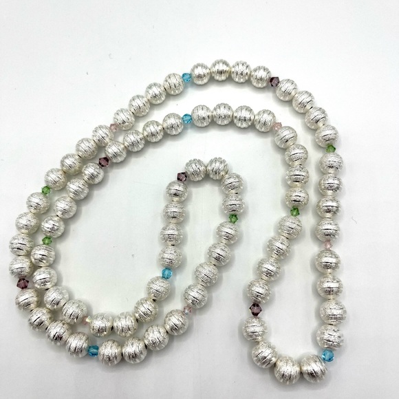 Hand Crafted Jewelry - HAND CRAFTED Long Silver Holiday Necklace